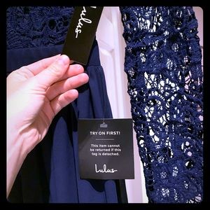 Never worn! Navy blue formal gown.